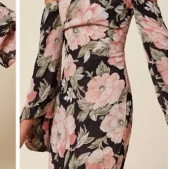 Reformation Casanova Floral Mini Dress Bell Sleeves - Picture 2 of 7